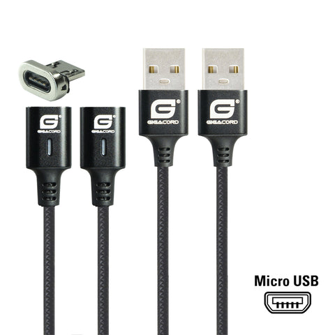 3' GIGACORD MICRO USB MAGNET CABLE – BLACK 2PK - DSP