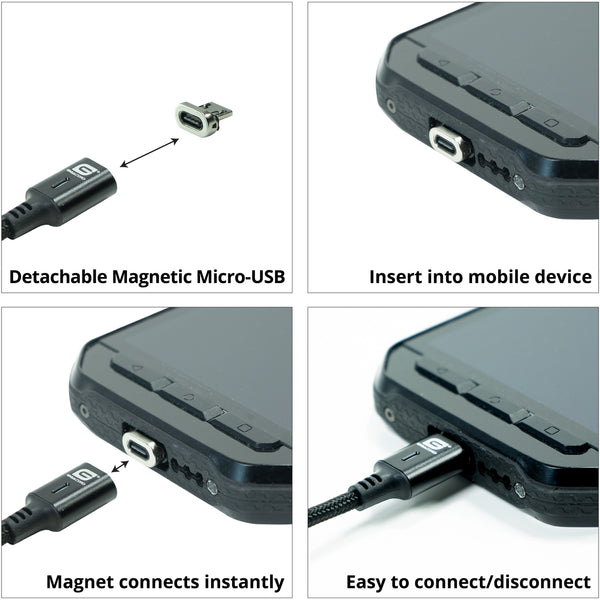 CABLE AIMANT MICRO USB 3 'GIGACORD - NOIR 2PK - DSP